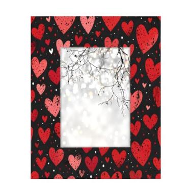 Imagem de Porta-retrato 12 x 17 cm, vermelho, fofo, feito de madeira maciça, 13 x 18 cm, moldura para exibição de mesa e montagem na parede, para decoração de casa e ideias de presentes para a família