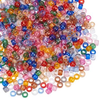 Imagem de SOFPLATE 550 peças, 11 cores, contas transparentes, furo grande, contas europeias, 7,8 mm, pulseiras coloridas de barril de acrílico da amizade, espaçadores de pônei soltos para fazer joias, colar