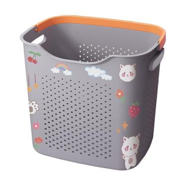 Imagem de Ioensy Cesto de roupa suja organizador decoração versátil cesto de roupas portátil caixa de armazenamento para armário sala de estar organização quarto casa, L and Grey