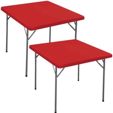 Imagem de Pacote com 2 toalhas de mesa quadradas de 121 x 121 cm, para mesa de cartão, elástica, impermeável, elástica, lavável, toalha de mesa de piquenique, dobrável, toalha de mesa de elastano para