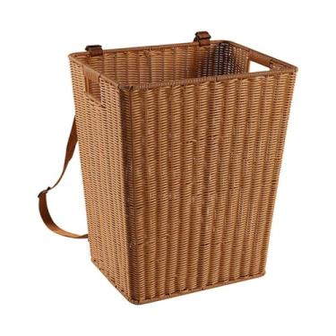 Imagem de Fenteer Mochila de grande capacidade, cesta versátil para compras de supermercado com alças duplas, cesta leve para colheita de frutas, Marrom