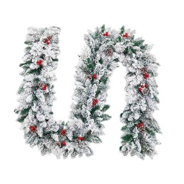 Imagem de IEUDNS Decorações de guirlanda de Natal, guirlanda de Natal com neve, decoração multifuncional para pendurar na porta, para jardim de Natal, parede, fundo, 150cmx30cm