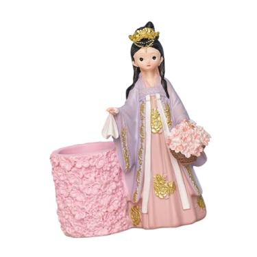 Imagem de Esquirla Porta-canetas de resina, organizador de pincéis de maquiagem, adorável acessório de papelaria, porta-lápis elegante para penteadeira/escrivaninha, Roxo