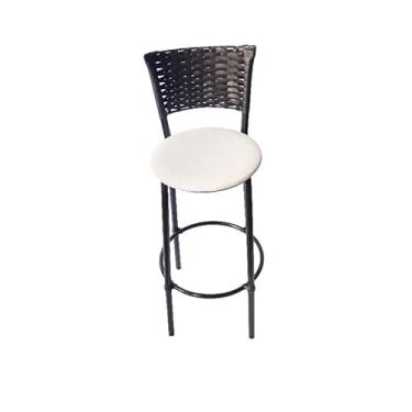 Imagem de Banqueta Alta com Encosto Junco 93cm | Estrutura Aço 7/8" e Assento Napa | 70cm de Altura do Assento(BRANCO)