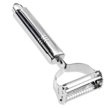 Imagem de Descascador e Ralador de Legumes Inox 2 em 1 Lâmina Móvel para Batatas e Frutas - Utensílio de Cozinha Ergonômico Compatível com Lava-Louças