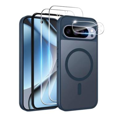 Imagem de Yskbilm Capa magnética para Google Pixel 10 Pro, com 2 protetores de tela e 1 protetor de lente de câmera, [militar à prova de choque] capa traseira fina para celular Google Pixel 10 Pro, azul escuro