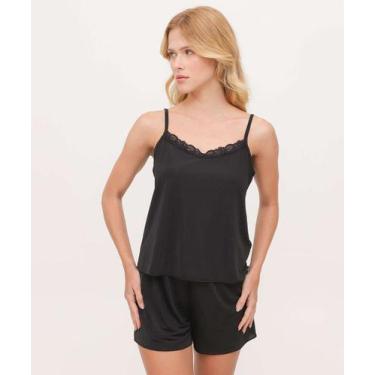 Imagem de Baby Doll Liganete Recorte Renda Alças Finas Marisa-83071, Preto, GG
