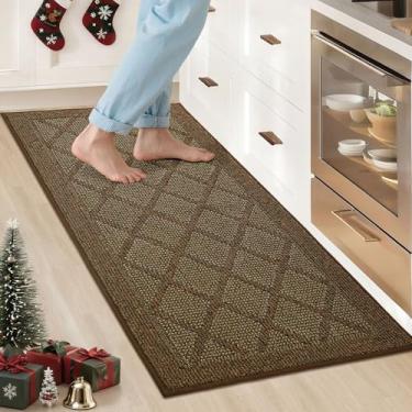 Imagem de COSY HOMEER Tapete de cozinha antiderrapante lavável, tapetes de cozinha absorventes de 51 x 122 cm para chão, tapetes de corredor para piso de cozinha, tapete de pia de cozinha 100% polipropileno