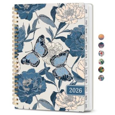 Imagem de Agenda 2026, agenda de planejamento semanal e mensal para mulheres, janeiro de 2026 a dezembro de 2026, livro de agenda de planejamento de capa dura com abas, encadernação em espiral, bolso interno