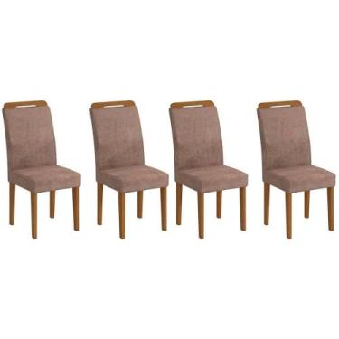 Imagem de Kit 4 Cadeiras Sala Jantar Athenas 4 Un Imbuia-Capuccino/Suede Capucci