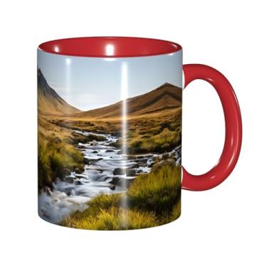 Imagem de Zeraoke Canecas de café criativas com estampa de cachoeira de montanha, personalizadas, presente para família, tamanho de 325 ml, unissex