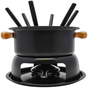 Imagem de Conjunto para fondue ideal para seis pessoas, garfos, panela e suporte, preto, util.