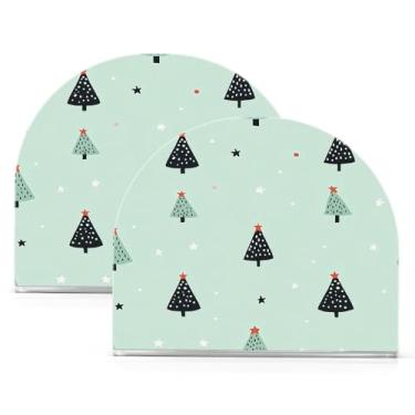 Imagem de Wassud Porta-guardanapos acrílico estrela árvore de Natal, moderno dispensador de guardanapos de papel em forma de U para mesa, cozinha, sala de jantar, bancada 2 peças (comporta 50-60 guardanapos)