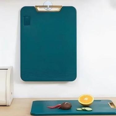 Imagem de Tábua de Corte Antibacteriana 35cm com Suporte em Pé para Cozinha – Placa de Corte Anti Mofo para Alimentos e Legumes (Retangulo)