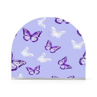 Imagem de Qilmy Suporte de guardanapo, porta-guardanapos de acrílico transparente borboleta para mesa, suporte de guardanapo de coquetel de papel de seda para cozinha, dispensador de guardanapos de jantar para