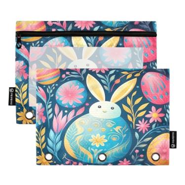 Imagem de Wassud Pacote com 2 pastas de fichário de coelho abstrato, pastas de bolso com 3 furos, organizador de fichários para casa, escritório