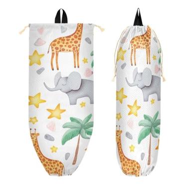 Imagem de xigua Suporte de parede de girafas de plástico com cordão 1 pacote, organizador de sacolas de compras reutilizável para bolsas, meias, roupas íntimas e gravatas