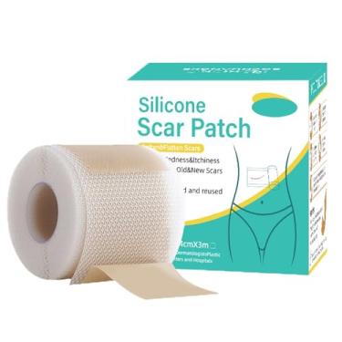 Imagem de TONBAO Adesivo de silicone para cicatrizes (4 x 611 cm), folhas de silicone para cicatrizes reutilizáveis, fita de silicone para cicatrizes cirúrgicas, faça você mesmo, fita de rolo de acne