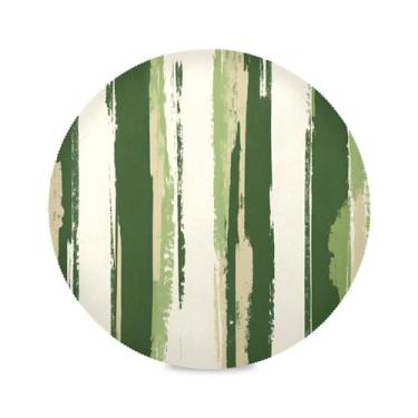 Imagem de xigua Jogo americano redondo listrado verde para mesa de jantar, tapetes de mesa antiderrapantes laváveis e resistentes ao calor para decoração de festa, cozinha, jantar