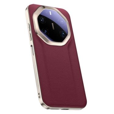 Imagem de POYUFRG Capa galvanizada para Huawei Mate 80 Pro Max/80 Pro/80, capa de couro de negócios de luxo ultrafina, capa de proteção de lente completa, vermelha, 80 Pro