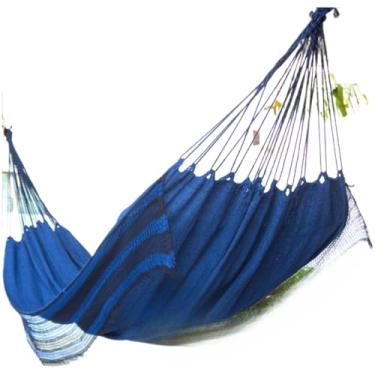 Imagem de Rede Dupla ConfortáVel – Perfeita Para Relaxar No Jardim, Quintal Ou Varanda(Rede Descanso Azul c/Preto)