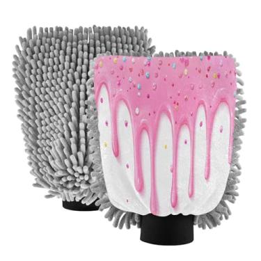 Imagem de STAYTOP Yummy Luvas de lavagem de carro para sorvete, 2 peças, luvas de microfibra de chenille, sem arranhões, panos de esponja de lavagem ultra absorventes para carros, limpeza doméstica - G
