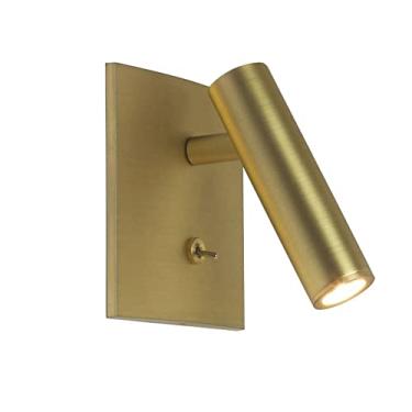 Imagem de Luminária de cabeceira de parede com interruptor e cabeça ajustável, LED de 3W, embutida na parede, ideal para quartos, dormitórios, salas de estar e trailers, 3000K.