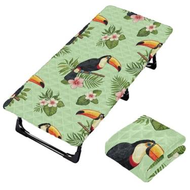 Imagem de Burbuja Lençol de berço de tucanos tropicais para crianças, lençol de cochilo acolchoado portátil com faixa elástica para meninas e meninos, lavável na máquina, 63,5 x 127 cm