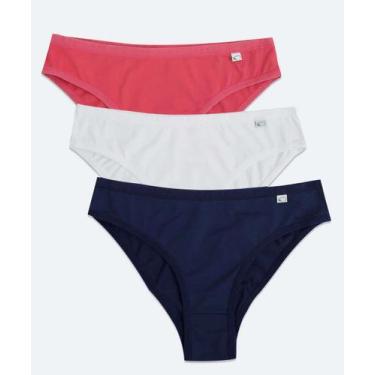 Imagem de Kit 3 Calcinhas Biquíni Delcotton-73125, Rosa, Azul, G