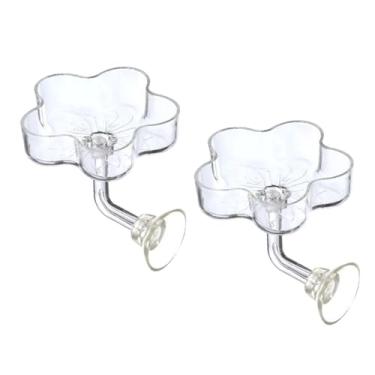 Imagem de Generic Conjunto de 2 comedouros de acrílico para camarões em aquários de água doce e salgada com ventosa, Flor de Cinco Pétalas