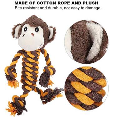 Imagem de Acouto Brinquedo Durável para Cães de Pelúcia e Corda de Algodão de Macaco de Desenho Animado - Brinquedo para Mastigar Molares Anti-mordida Perfeito para Cães e Gatos - Limpeza de Dentes e (Macaco)