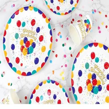 Imagem de CWPJUNDGP Copo de papel descartável, prato de papel de piquenique, conjunto de talheres de festa de aniversário, prato de bolo, prato de papel descartável