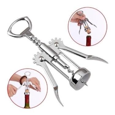 Imagem de Kit 2 Abridor de Garrafa Vinho Saca Rolhas Inox Profissional Luxo