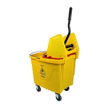 Imagem de Carro Balde 35L – Amarelo com Balde Vermelho, Divisor de Água e Sistema Quebra-Ondas