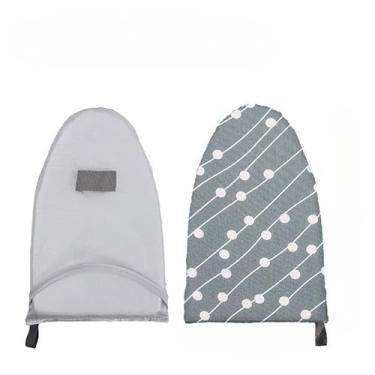 Imagem de Mini tábua de passar a ferro portátil luva de passar a vapor com alça de dedo acessórios de vaporizador resistentes ao calor para roupas (ponto azul)