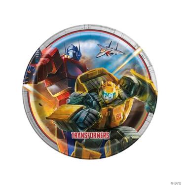 Imagem de Pratos de jantar de papel Transformers Optimus Prime & Bumblebee – 8 peças (23 cm) – Pratos descartáveis ousados para aniversários temáticos Transformers, noites de cinema e celebrações infantis
