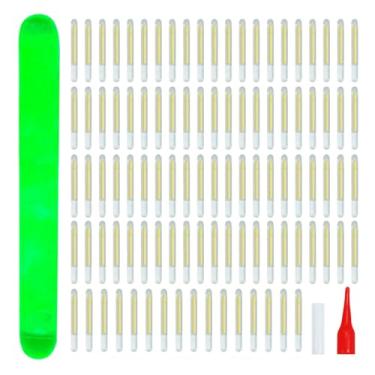 Imagem de CWSDXM Bastões de brilho para pesca noturna, bastão de luz verde de alto brilho para boias e alarmes de vara, pacote com 100 tubos e tampas vermelhas