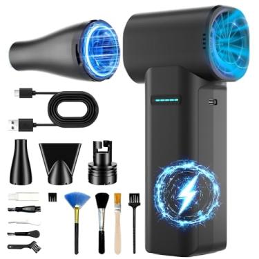 Imagem de PinoTec Espanador de ar elétrico, motor sem escovas com força eólica máxima de 500 g, espanador de ar comprimido super potente, soprador de poeira de 3 marchas, carregamento rápido, espanador elétrico