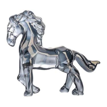 Imagem de IEUDNS Estátua de cavalo de vidro em miniatura, figura simples para mesa, ornamento Feng Shui, item colecionável para decoração de casa ou, Style K