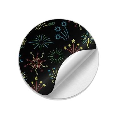 Imagem de Ladrilho Decorativo de Cerâmica com Estampa de Fogos de Artifício Coloridos 30x30cm