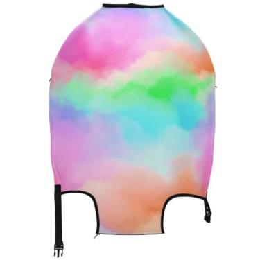 Imagem de Joisal Capa protetora de bagagem, fofo, abstrato, colorido, nuvem, arco-íris, bagagem, floral, essencial para férias, mala, Nuvem colorida abstrata, arco-íris, L, Fits 26-28 Inch Case, Capa de mala