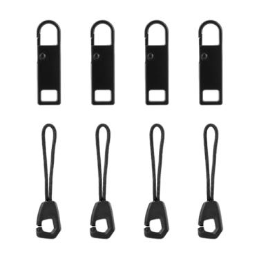 Imagem de 8 peças de puxador com zíper, aba removível, kit de reparo de substituição, zíperes, extensão, cabo de puxar, fixador de conserto para bagagem, mochila, jaquetas, calças, casacos, sapatos, tendas
