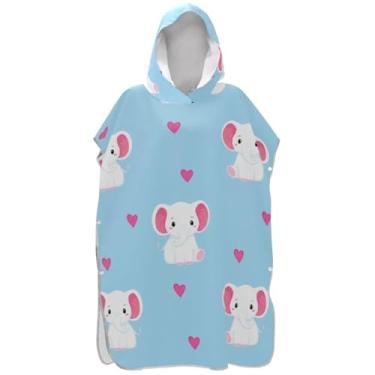 Imagem de Joisal Lindo elefante azul surfe poncho trocador para adultos reutilizável unissex adulto poncho com capuz impressão toalha de praia