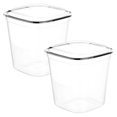 Imagem de Kit 2 Potes Plásticos 900ml Transparentes Container Quadrado Porta Mantimentos