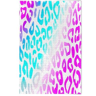 Imagem de Quebra-cabeça adulto 500 peças gradiente azul rosa roxo leopardo branco elefante festa presentes criativos quebra-cabeças decorativos arte floral pintura, 500 peças, 52 x 37,8 cm