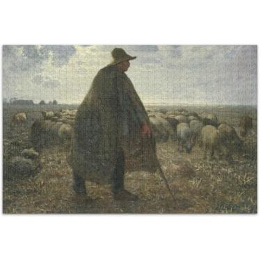 Imagem de Fran?ois Quebra-cabeça com estampa de pastor de painço adulto 500 peças paisagem pintura a óleo quebra-cabeças coloridos divertidos bobos, 50 x 35 centímetros