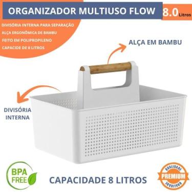 Imagem de Cesto Organizador Multiuso Flow 8L Com Alça Divisória Empilhável Lavan