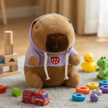 Imagem de Pelúcia Capivara Infantil Fofa com Capuz Lilás - Genérica