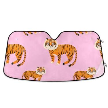 Imagem de Toldo digital brincalhão rosa carro para-sol para-brisa engraçado personalizado retrátil auto carro sombra para para-brisa dianteiro impressão animal S, 134,6 cm x 59,7 cm