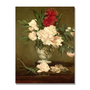 Imagem de NHLDZYH Arte em tela floral clássica natureza morta, impressão vintage estilo pintura a óleo, decoração de parede botânica para sala de estar elegante, sala de jantar. B56. Apenas tela 60x80 cm